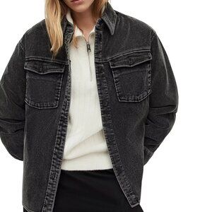 ALLSAINTS Women's Phoebe Cotton Corduroy Shirt in Washed Black - Size US 2